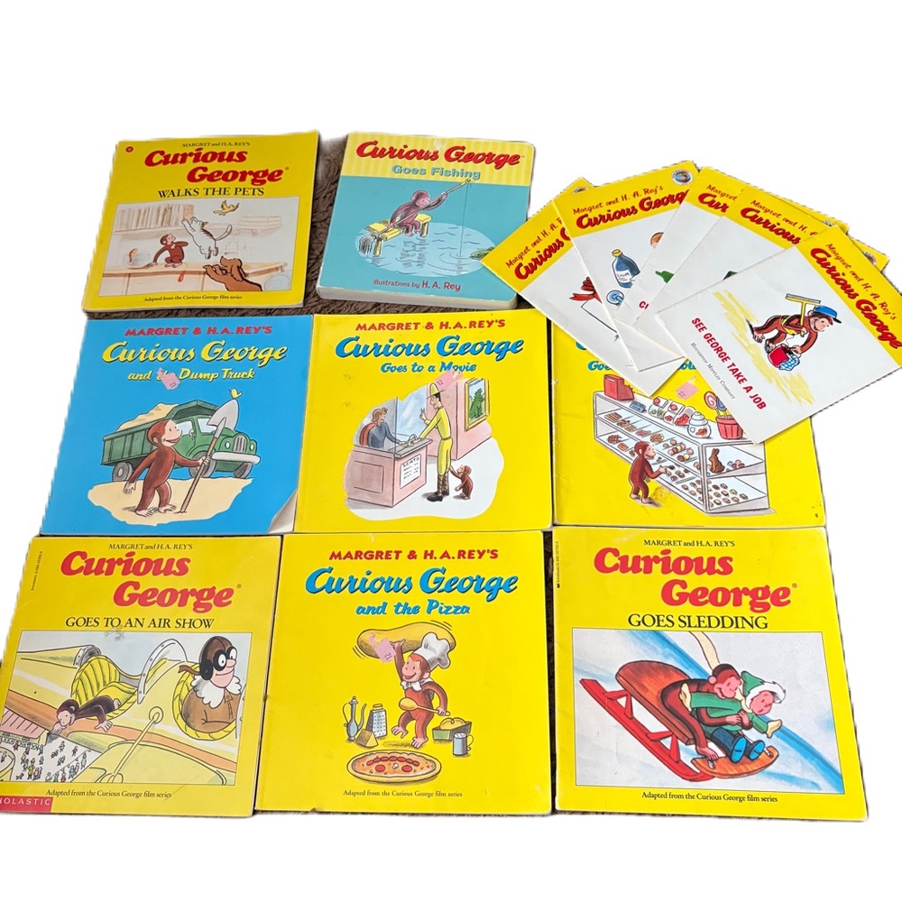 Curious George Book Lot Bundle Collection Learn to Read Hardcover Softcover